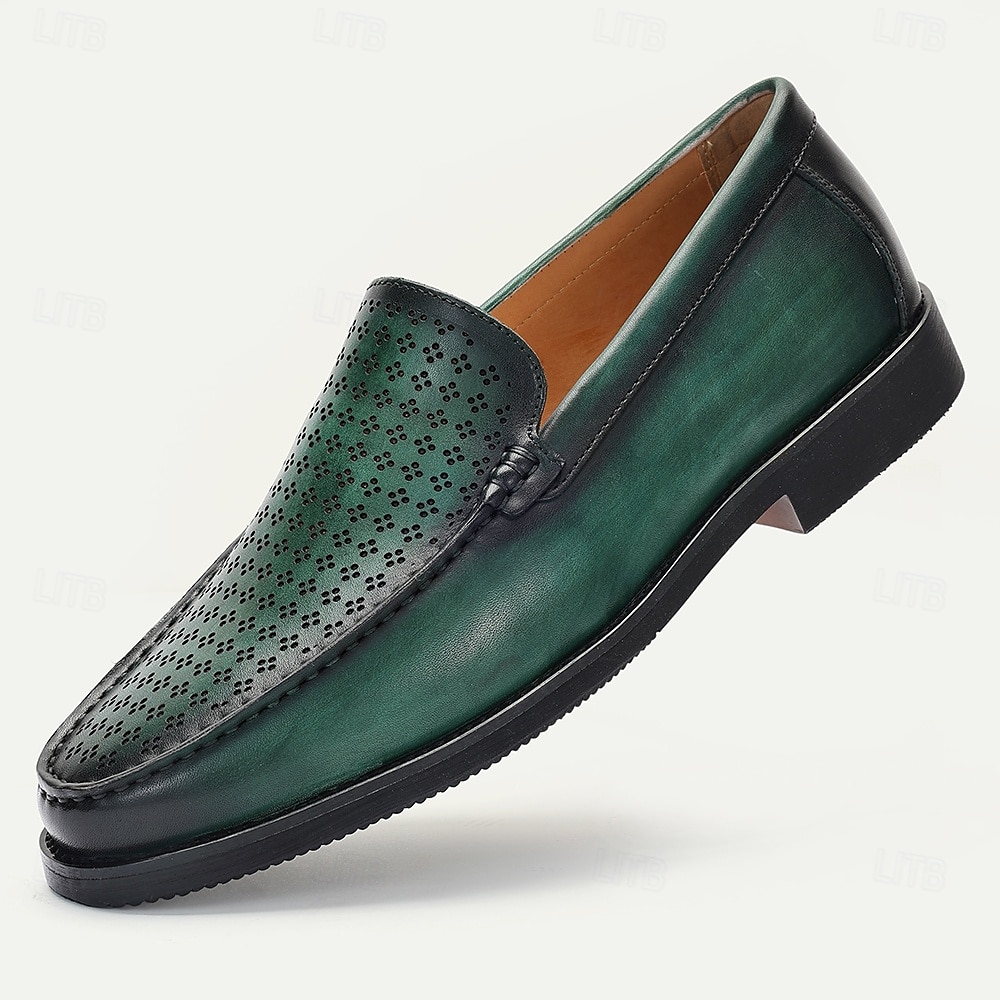 Mocassins en cuir vert pour homme avec motif perforé – chaussures Kentucky Derby pour événements décontractés et semi-formels élégants de 2025 ? $94.99 –P1