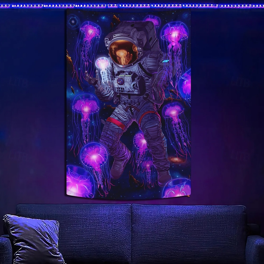 "Cosmic Encounter with an Anomaly for apparel" by Vincent Hie Blacklight Tapestry Glow in the Dark Glow Party UV Reactive Trippy Misty Hanging Tapestry Wall Art Mural for Living Room Bedroom 2025 - $19.99 –P3