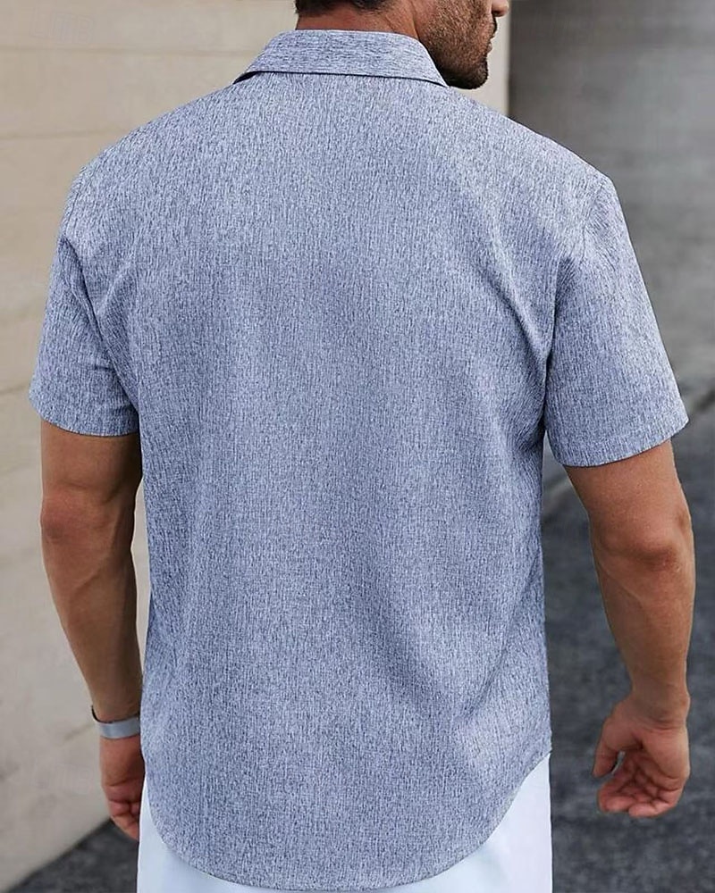 Men's Shirt Summer Shirt Casual Shirt Beach Shirt Button Up Shirt Blue Green Deep Blue khaki Beige Short Sleeve Plain Lapel Vacation Hawaiian Clothing Apparel Polyester Fashion Casual Comfortable 2026 - $29.99 –P2