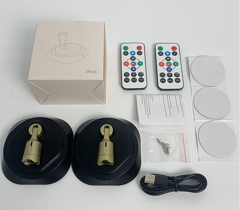 2 قطعة RGB ملون قابل للتعتيم كشاف جداري مصباح جداري للتحكم عن بعد بطارية قابلة لإعادة الشحن USB قابل للتعديل لون قابل للتعتيم ضوء جو 2025 - $40.99 –P11