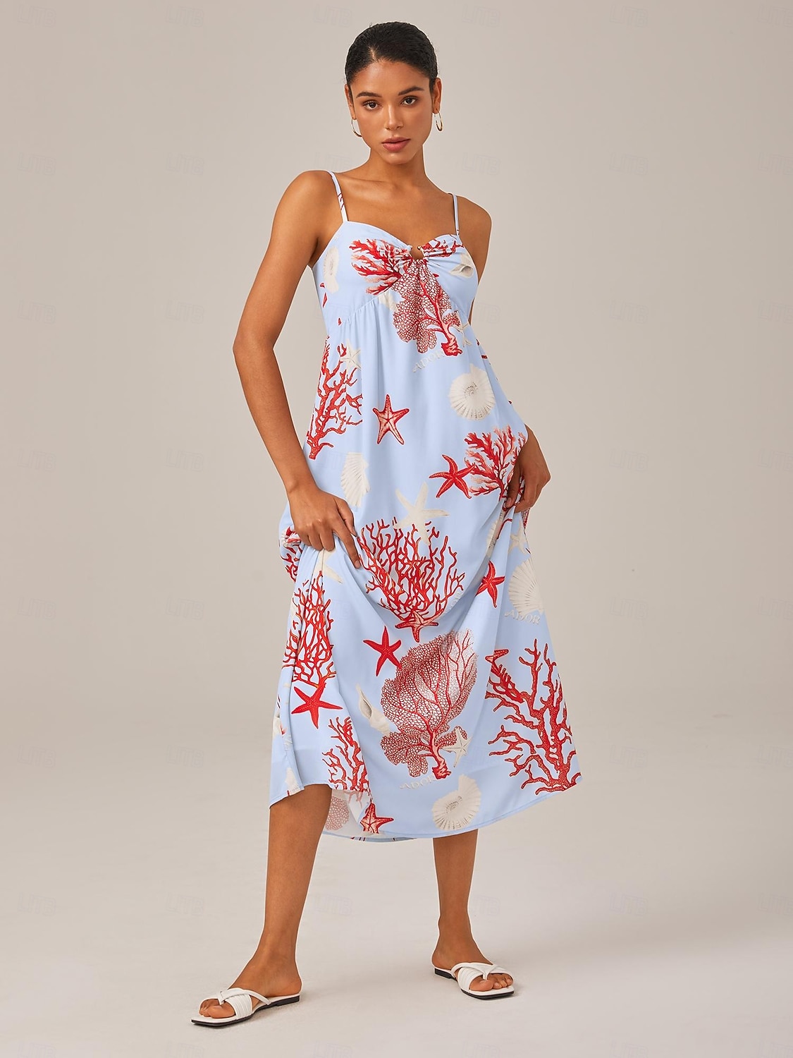 rotes Urlaubs-Camisolekleid mit Meeresmotiv 2025 - $8.99 –P6