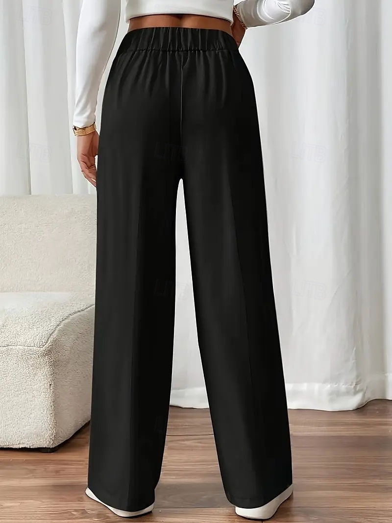 Femmes Slacks Mode Chino Longueur complète Taille haute Uni Avec Poches Confortable Doux Non Elastique Bureau / Carrière Décontracté Quotidien Abricot Noir Marine foncé Kaki Printemps, Automne de 2025 ? $19.99 –P5