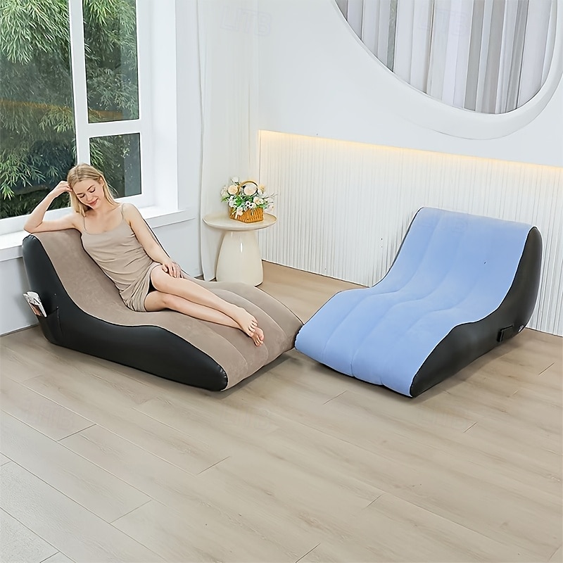 2025年 ポンプ内蔵のインフレータブルソファベッド - 屋内/屋外での使用に適した、厚手のクッション付きリクライニングチェア。耐荷重330ポンド。電気不要。ミックスカラー。  コレクション – $88.99 –P4