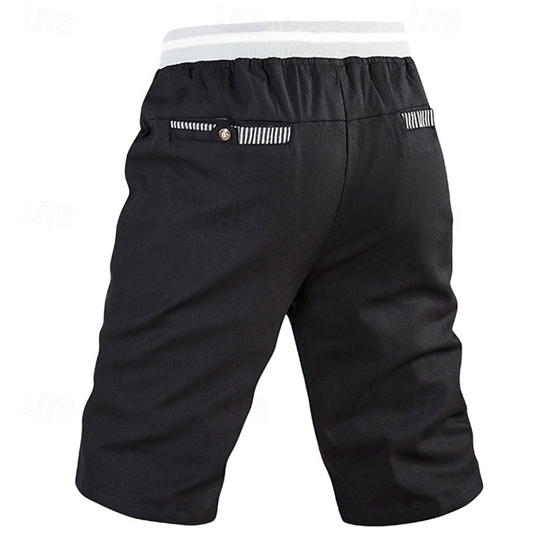 Homens Shorts sociais Burmuda Shorts Shorts de trabalho Bolsos Com Cordão Tecido Conforto Respirável Comprimento do joelho Ao ar livre O negócio Moda Casual Preto Azul de 2025 por $25.99 –P3