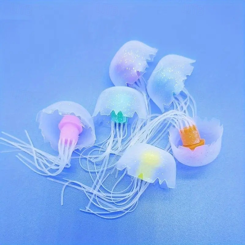 6-Piece Set of Realistic Silicone Jellyfish Aquarium Decoration - bright Fluorescent Floating Jellyfish Simulated Artificial Coral reef Ornament 2025 - $18.49 –P5