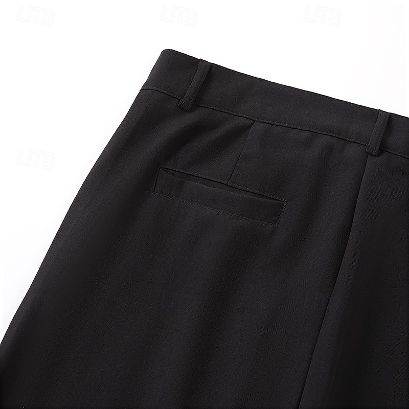 Men's Dress Pants Trousers Pocket Layered Straight Leg Plain Comfort Soft Knee Length Formal Outdoor Daily Elegant Fashion Black White Micro-elastic 2025 - $29.99 –P8