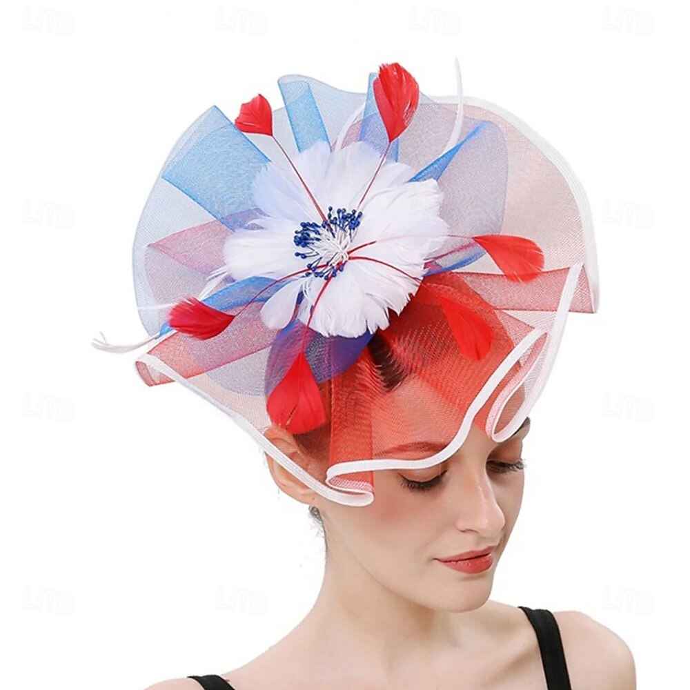 Tea Party Fascinator Hats for Womens 50s Floral Feather 