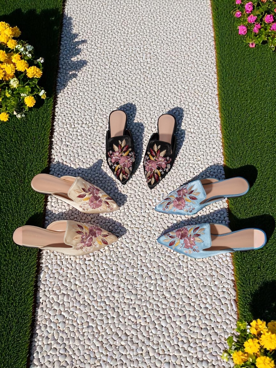 mules en satin brodées à bout pointu pour femmes – ballerines à enfiler à fleurs vintage pour les rendez-vous décontractés et les promenades en plein air de 2025 ? $32.99 –P4
