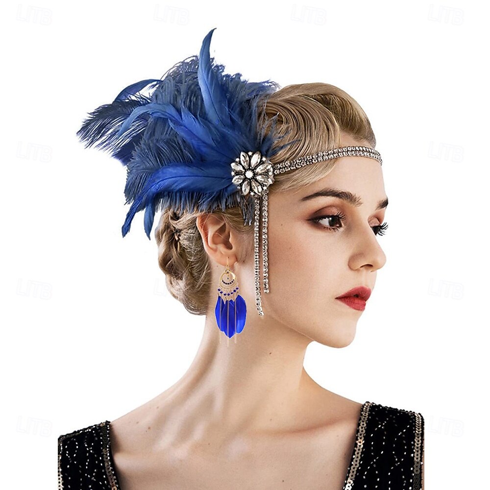 Retro 20. léta 20. století Bubenová čelenka Velký Gatsby Peří Retro Třpytivý lesk Křišťál a napodobenina Dámské předvečer Všech svatých Karneval Plesová maškaráda Karneval Plesová maškaráda Festival 2025 - $17.49 –P5