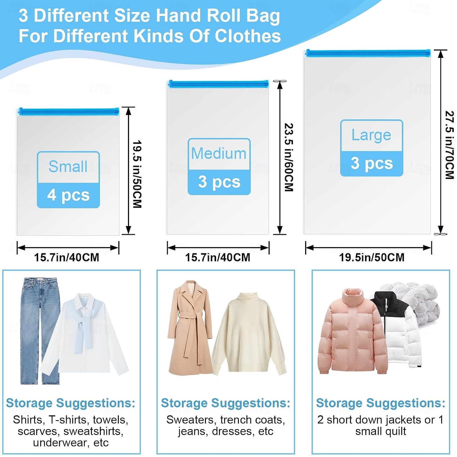 Compression Bags for Travel 10 PCS Space Saver Bags Hand Roll Vacuum Packing Bags for Travel No Vacuum Needed (3 Large 3 Medium 4 Small) Clothing Luggage Home Organizers Storage Bags 2026 - $19.99 –P6