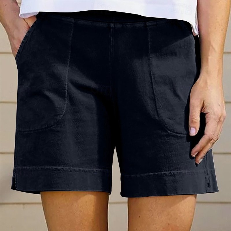 Per donna Pantaloncini in cotone e lino Shorts Pantaloni Eleganti Casual Corto Naturale Semplice Tasca Elastico in vita Comodo All'aperto Quotidiano Ferie Vinaccia Grigio Nero Bianco Estate del 2025 a $15.99 –P3