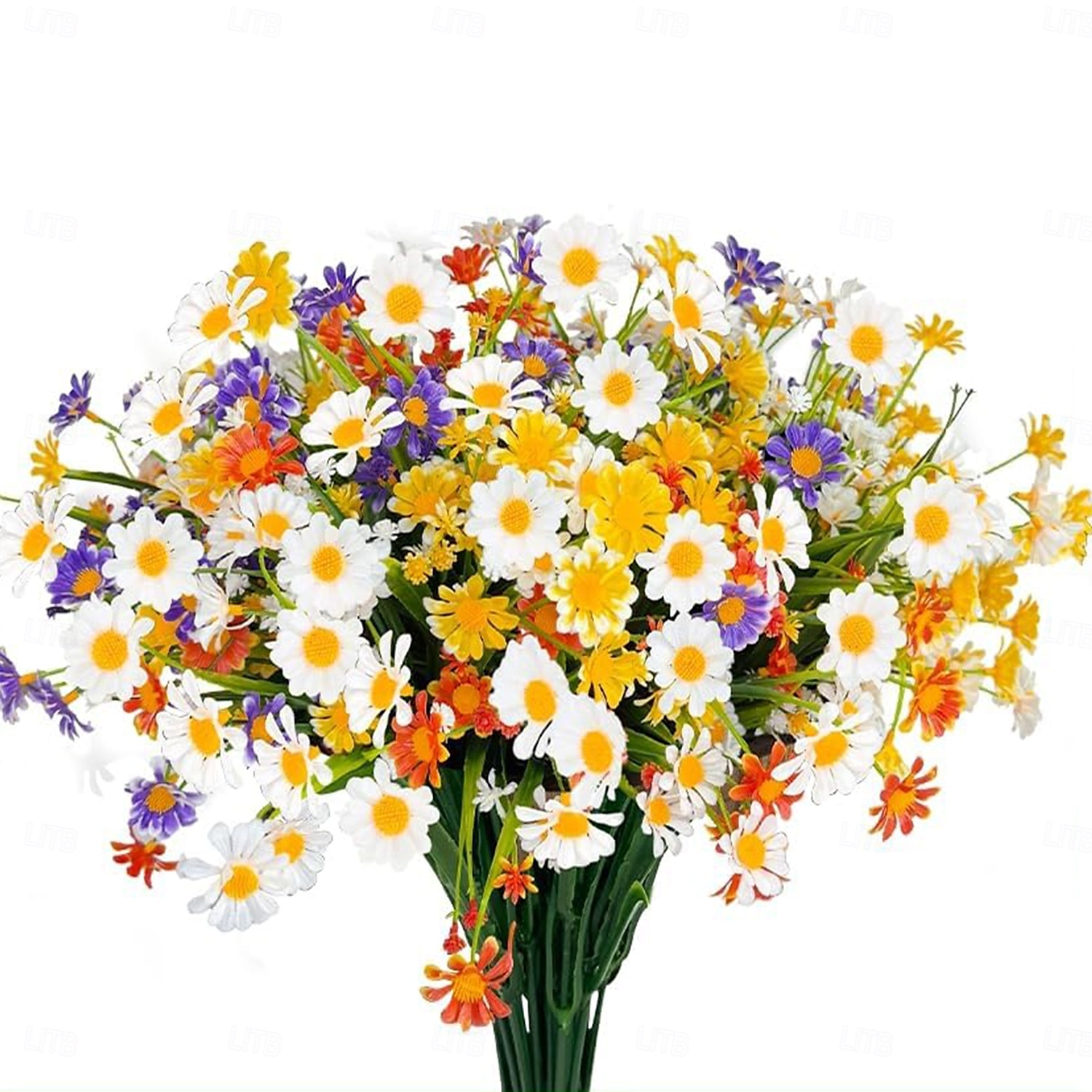 8 buntar konstgjorda tusensköna blommor för utomhus sommarinredning uv-resistent faux kyrkogård blommor plast grönska buske falska konstgjorda växter utanför hem trädgårdar veranda plantera inomhus 2025 - $20.99 –P4