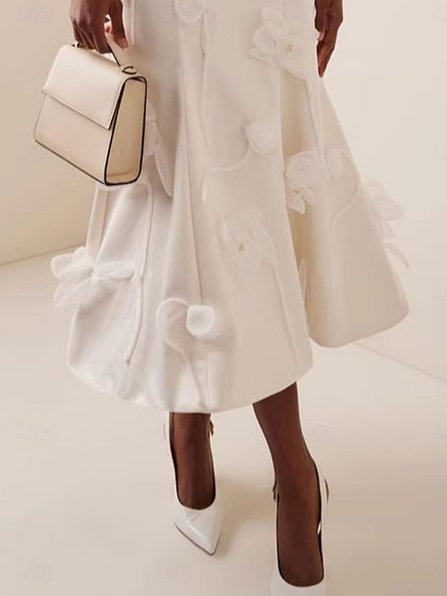 Abiti da sposa con applicazioni floreali 3D abito da doccia per la sposa senza maniche lunghezza midi in satin sirena con colore solido del 2025 a $99.99 –P2