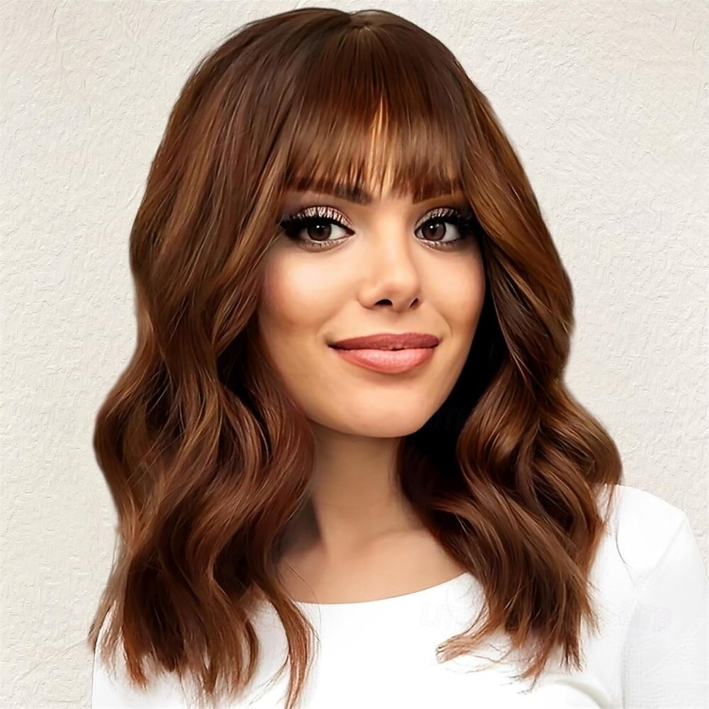 perucas para mulheres peruca preta curta ondulada com franja peruca bob cacheada comprimento dos ombros perucas femininas perucas de fibra sintética resistente ao calor para uso diário em festas de 2026 por $25.99 –P8