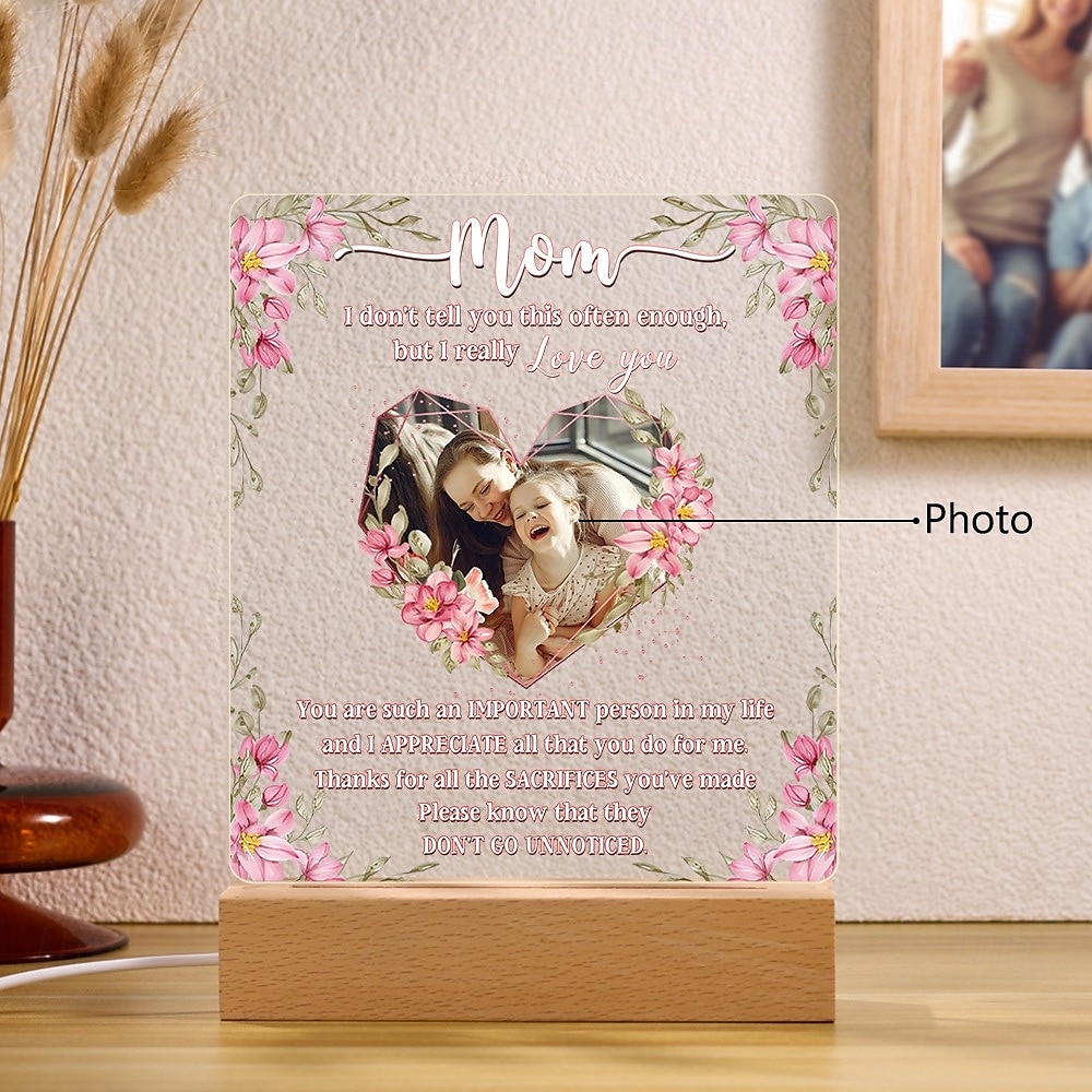 Lampă nocturnă foto personalizată - Cel mai bun cadou pentru mamă - Accesoriu decorativ creativ pentru dormitor sau living cadou pentru Ziua Femeii Ziua Mamei ziua de naștere sau Crăciun 2025 - $30.99 –P3