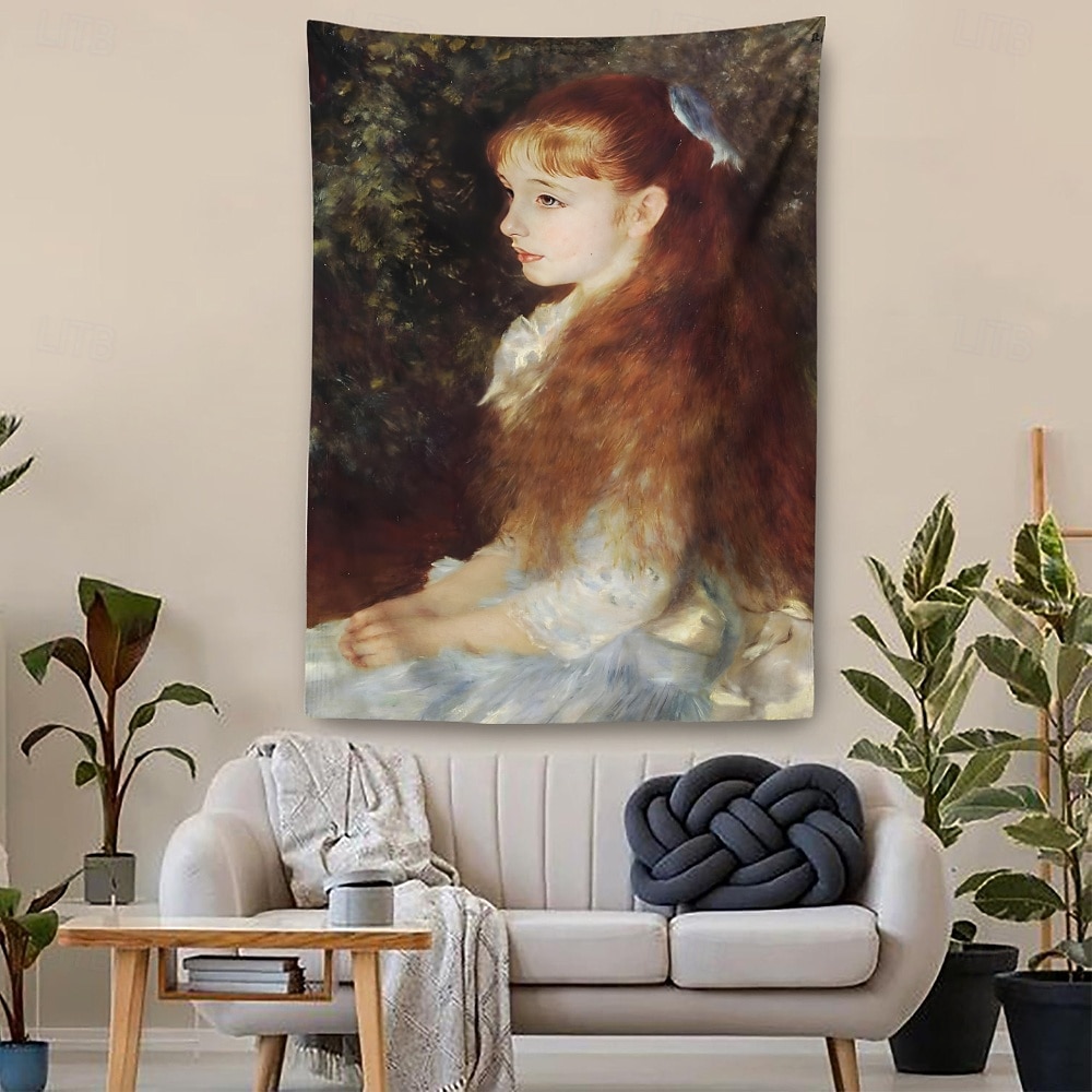 Vintage obraz wiszący gobelin sztuka ścienna duży gobelin mural dekoracja fotografia tło domu sypialnia salon dekoracja autoportret w kapeluszu słomkowym 2026 - $20.99 –P5