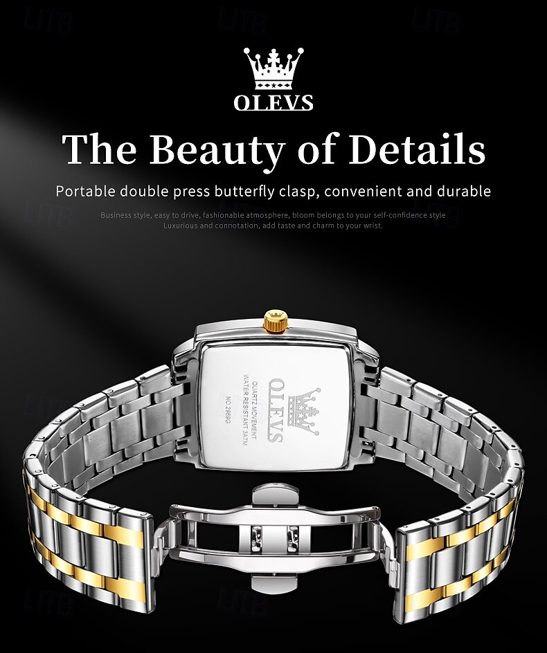 OLEVS 2969 Men's Fashion Square Watch, Waterproof, Luminous Stainless Steel, Automatic Date, Modern Quartz Movement 2025 - $47.99 –P7
