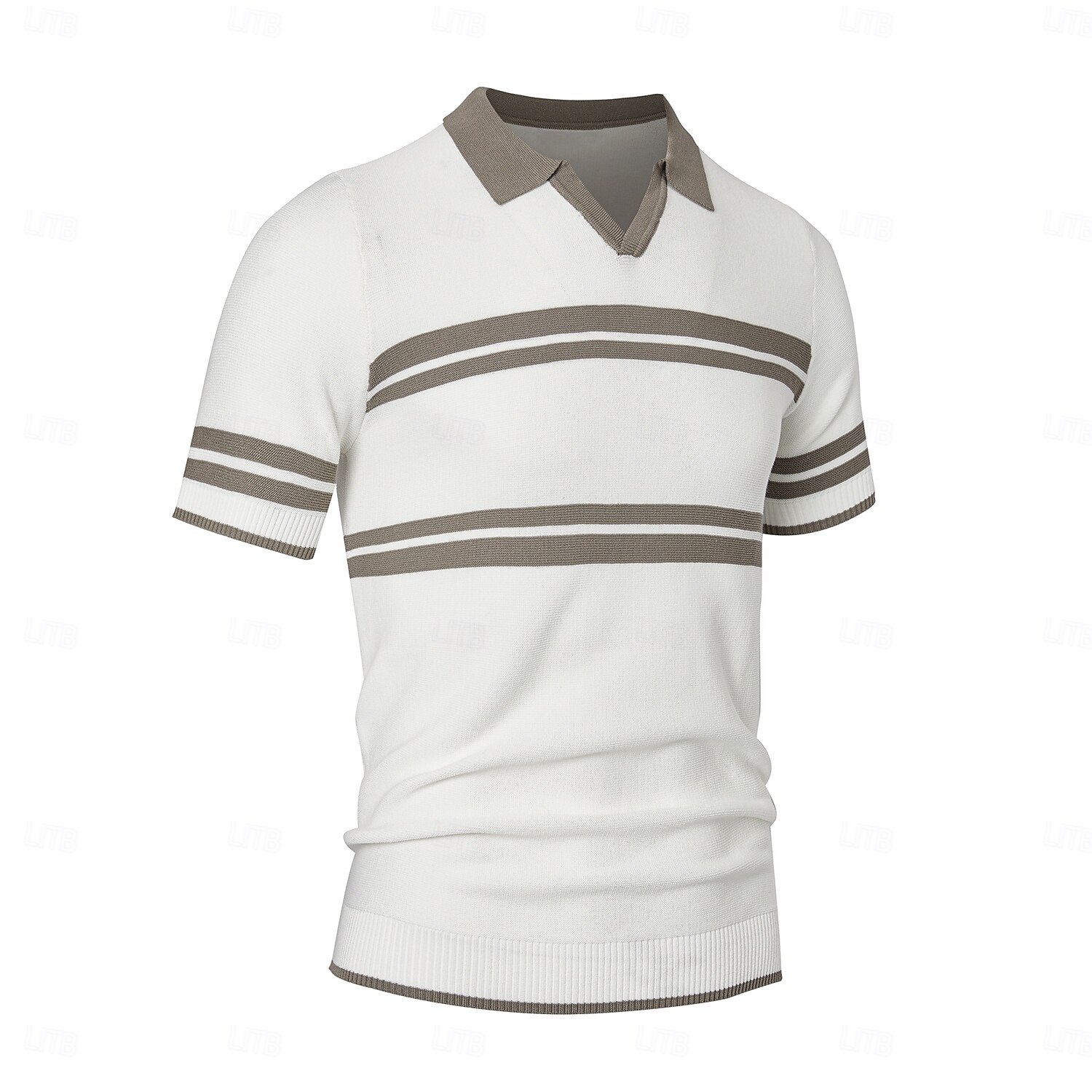 Herre Polo Strikk polo Virksomhet Avslappet V-hals Kortermet Formelt Fargeblokk Original Sommer Alle årstider Svart Hvit Militærgrønn Beige Polo 2025 - $27.99 –P6