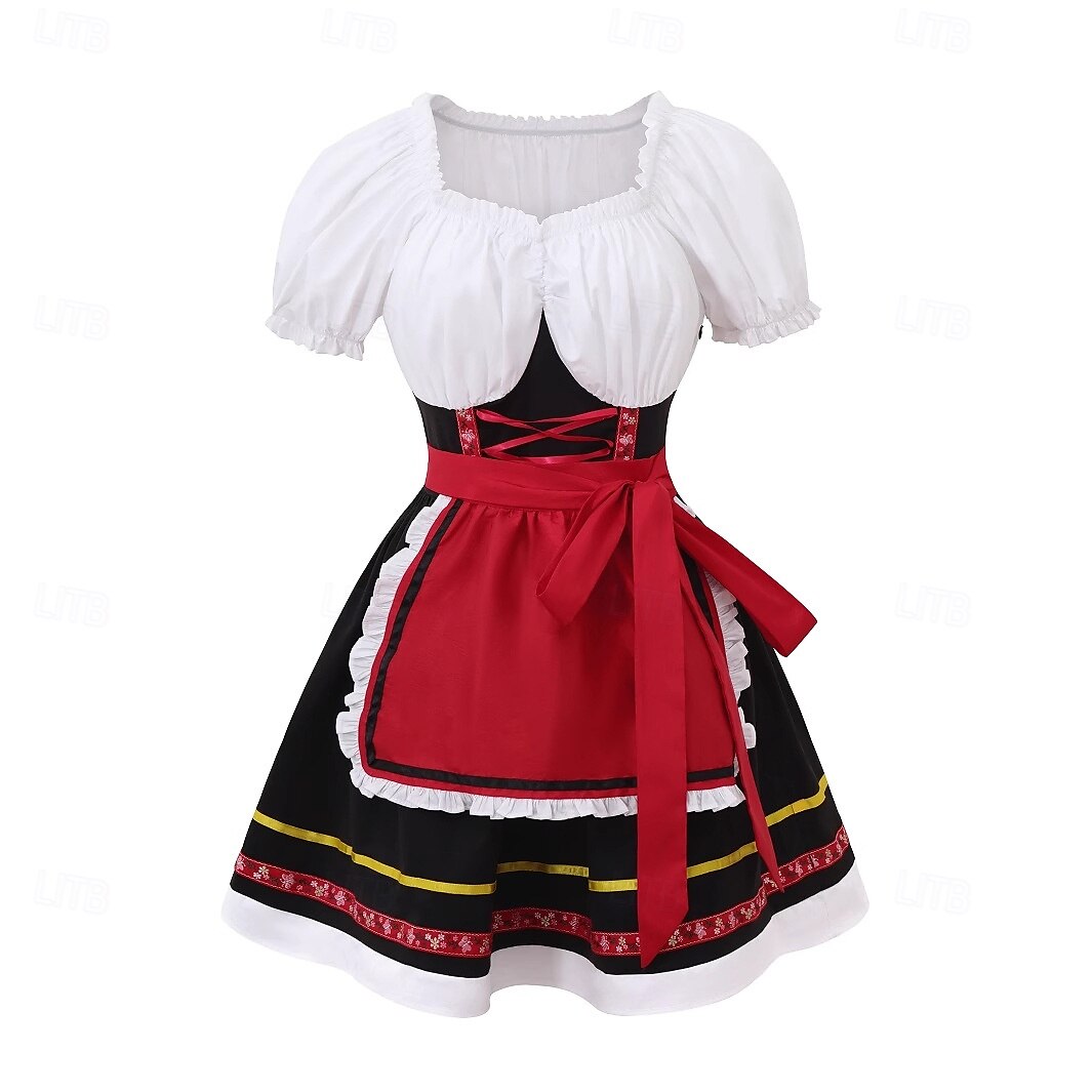 Rochie de costumul de bere dirndl Oktoberfest pentru femei cu șorț stil tradițional bavarez Wiesn pentru Oktoberfest 2025 - $39.99 –P1