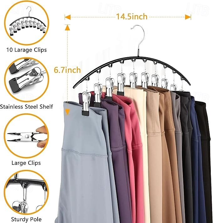 Lot de 2 cintres pour leggings, organisateur de placard, cintres pour chapeaux, pour placard, avec 10 clips, peut contenir 20 leggings, cintre pour leggings, organisateur de rangement pour pantalons, convient pour chaussettes, culottes, sous-vêtements, pa de 2026 ? $16.99 –P7
