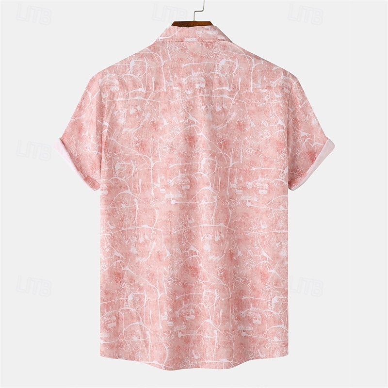 Men's Shirt Summer Shirt Casual Shirt Beach Shirt Button Up Shirt Pink Blue Gray Short Sleeve Print Lapel Vacation Hawaiian Clothing Apparel Fashion Casual Comfortable 2026 - $26.99 –P11