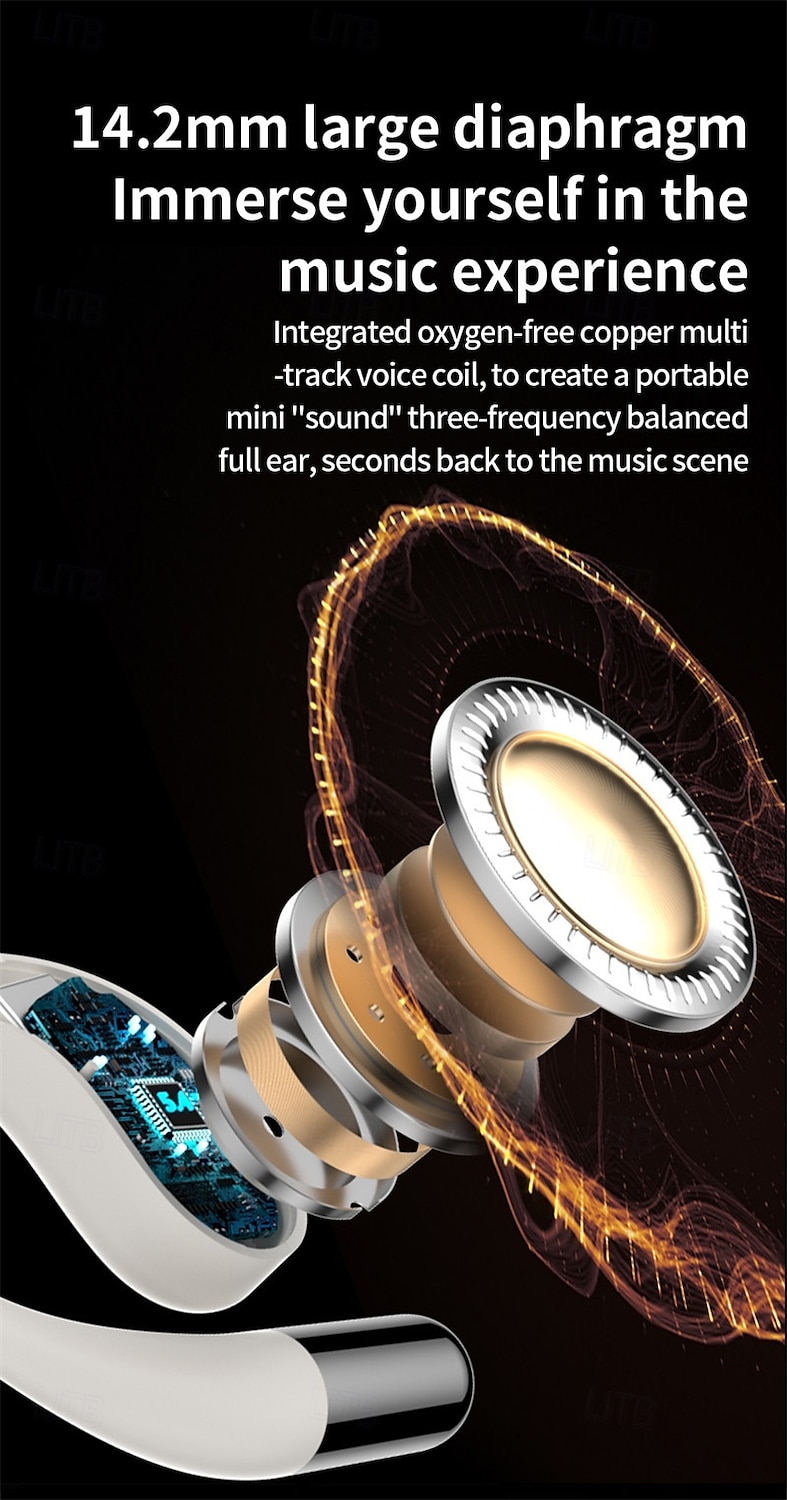 Open Ear Bluetooth Ear Hook Headphones with AI Translation Long Battery Life for Sports and Travel 2025 - €26.9 –P6
