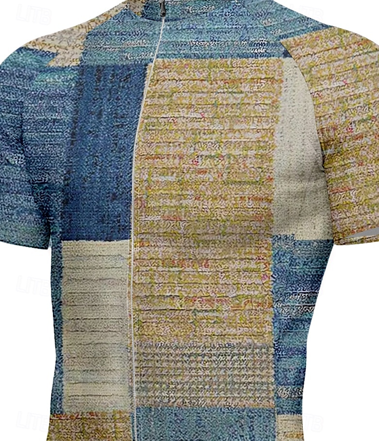 Męskie Koszulka rowerowa Krótki rękaw Rower Tee Tshirt Top z 3 tylnymi kieszeniami Odporny na UV Oddychający Szybkie wysychanie Suwak przedni Niebieski Sport Odzież 2025 - $28.99 –P3