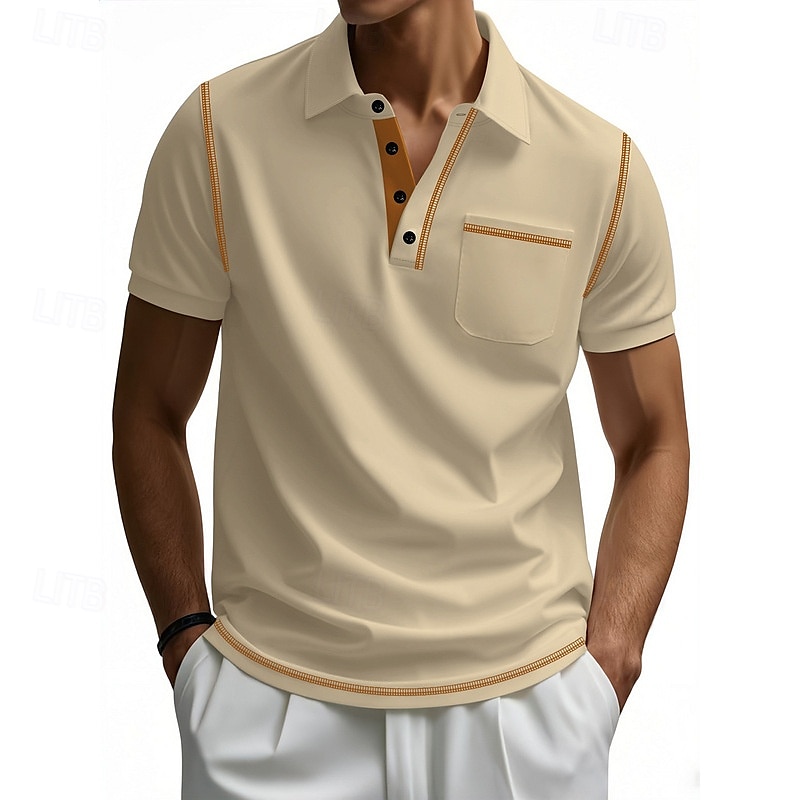 Homens Camisa de golfe Camisas Polos de Golfe Trabalho Casual Lapela Manga Curta Básico Moderno Bloco de cor Patchwork Botões Verão Normal Preto Branco Vinho Azul Marinha cáqui Verde Tropa Camisa de de 2025 por $18.99 –P15