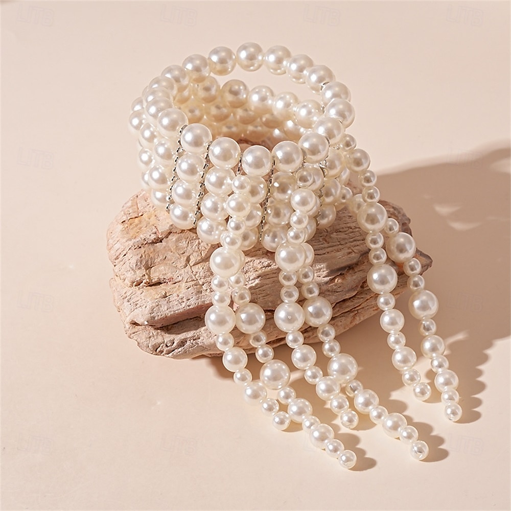 Bracelet Jonc Le style rétro Classique Mini ancien Mode Tendance Bracelet Bijoux Blanche Rond pour Mariage Soirée Fiançailles Bal de promo de 2025 ? $20.99 –P4