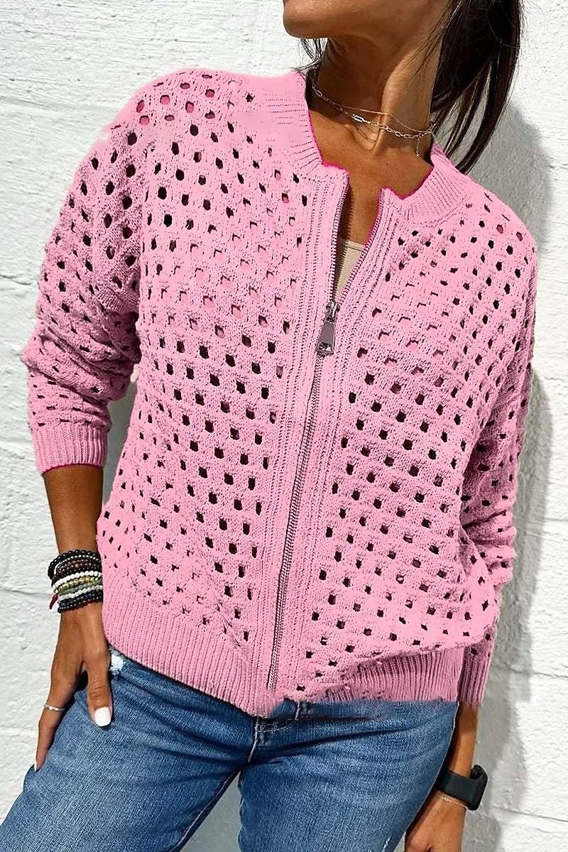 Damen Bluse Einfach Basic Modern Langarm Rundhalsausschnitt Normale Oberteile Täglich Ferien Ausgehen Reißverschluss Schwarz Weiß Rosa Wein Armeegrün Sommer 2025 - $35.99 –P12