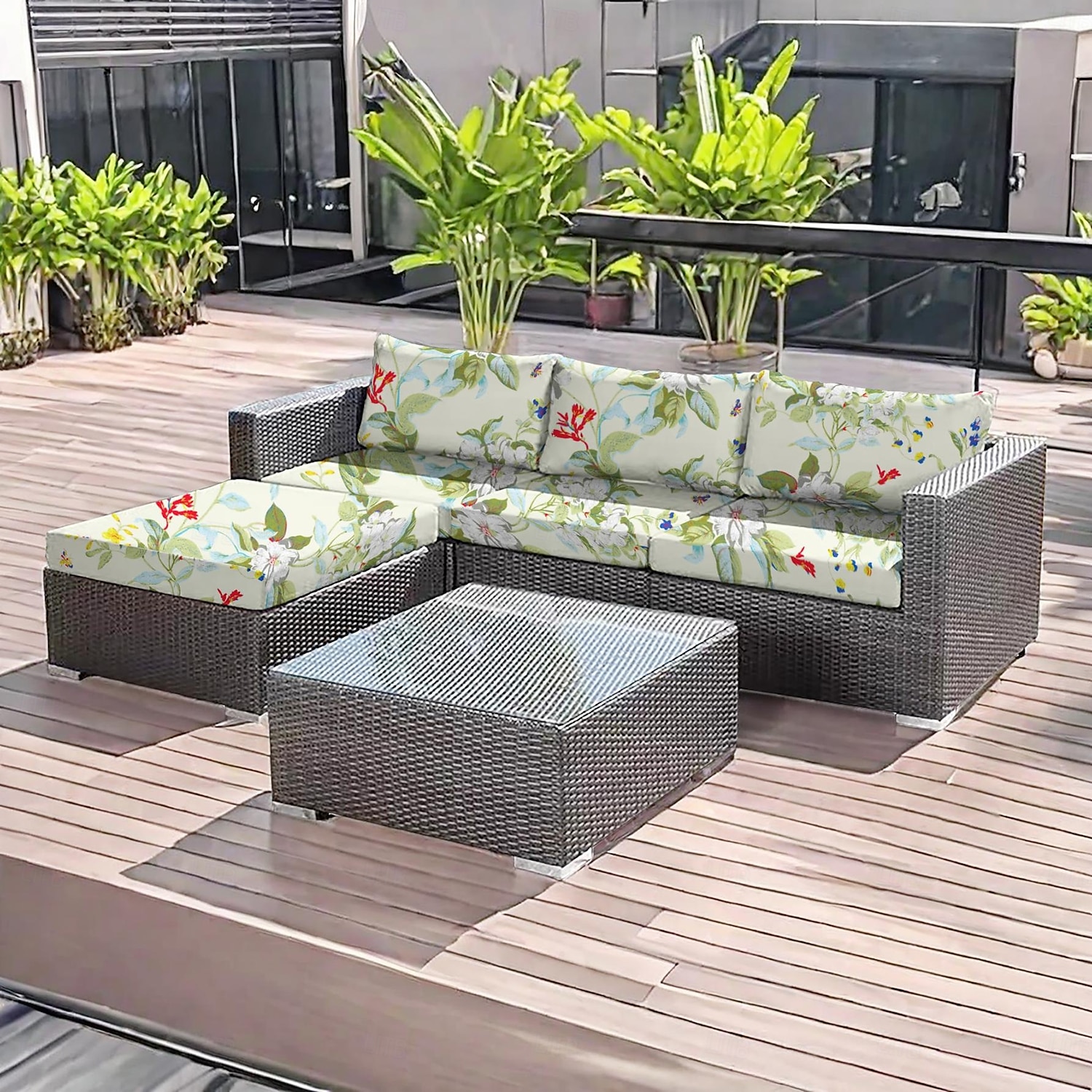 kuddfodral för uteplats med blomgarn färgat mikrofiber terrassöverdrag 2025 - $9.49 –P1