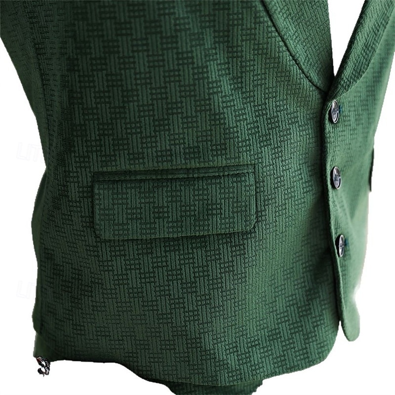 בגדי ריקוד גברים וסט חֲזִיָה Gilet חופשה מפלגה עֵסֶק אופנתי יום יומי קיץ אביב כפתורים כיס פוליאסטר נוח אחיד חזה יחיד דש רגיל ירוק כהה אֵפוֹד 2025 - $39.99 –P5
