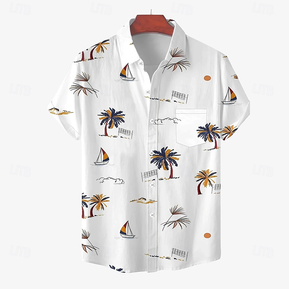 Miesten Kookospalmu Trooppiset kasvit Paita Havaiji paita Button Up paita Lyhythihainen Havaijilainen Loma Pyhäpäivä Ranta-asut Kesä Kevät Sänkyjen avaus 3D-tulostus kauluspaidat Edessä yksi tasku 2025 - $23.99 –P1
