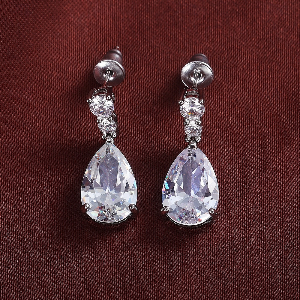 Mujer Pendiente Pera Gota Elegante Aretes Joyas Blanco / Morado Para Boda Fiesta 1 Par 2025 - $14.49 -P8
