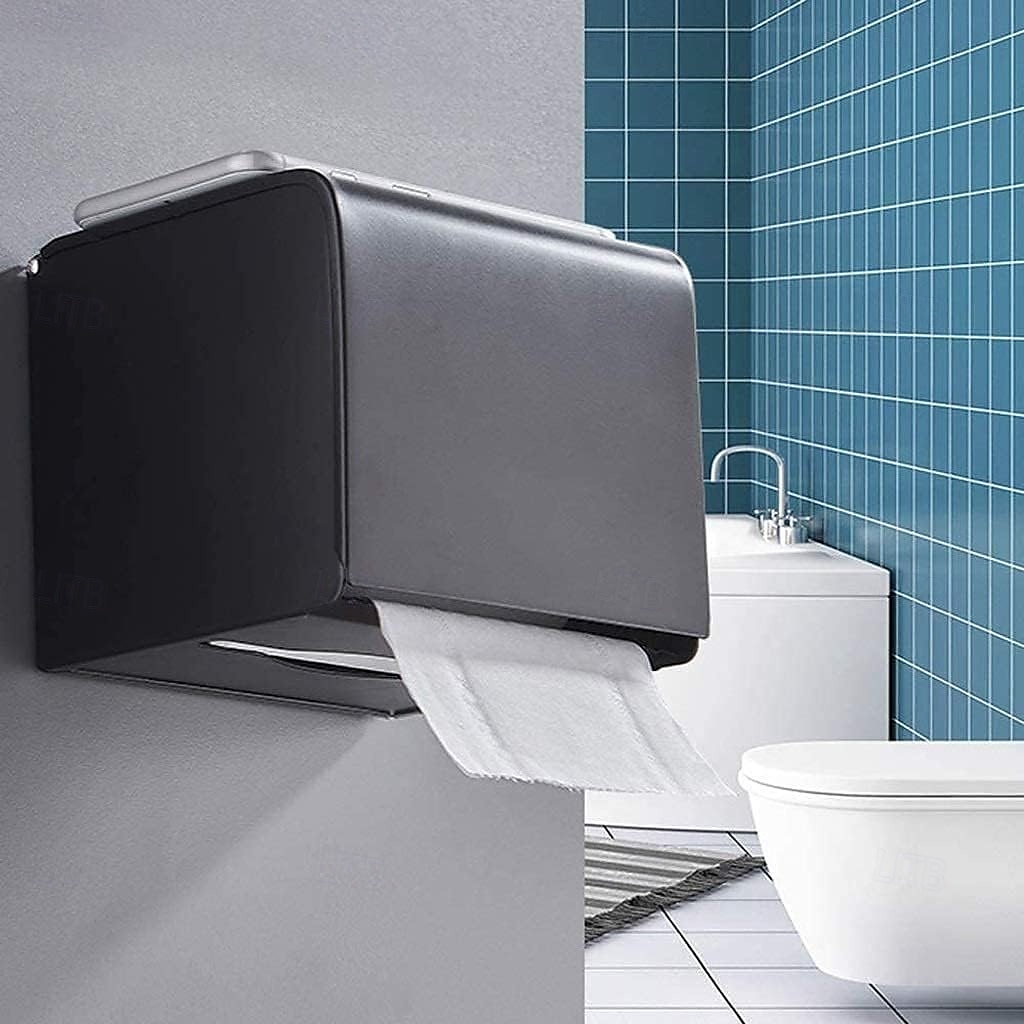 wc-paperiteline nykyaikainen alumiininen seinälle asennettava wc-paperirullan pidike mattamusta 1kpl 2025 - $9.99 –P2