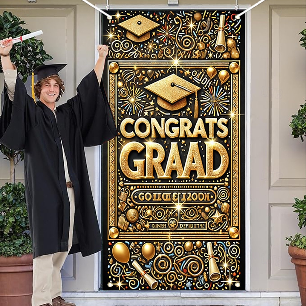 Graduation Door Decorations Door Covers Door Tapestry Door Curtain Decoration Backdrop Indoor/Outdoor Door Banner for Front Door School Office 2025 - $19.99 –P9