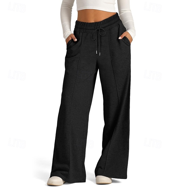 Dam Trosor Byxor Streetwear Ledigt Fullängd Naturlig Slät Ficka Elastisk dragsko-design Bekväm Utomhus Gata Utekväll Magenta Aprikos Mörkbrun Svart Sommar Normal 2025 - $19.99 –P11