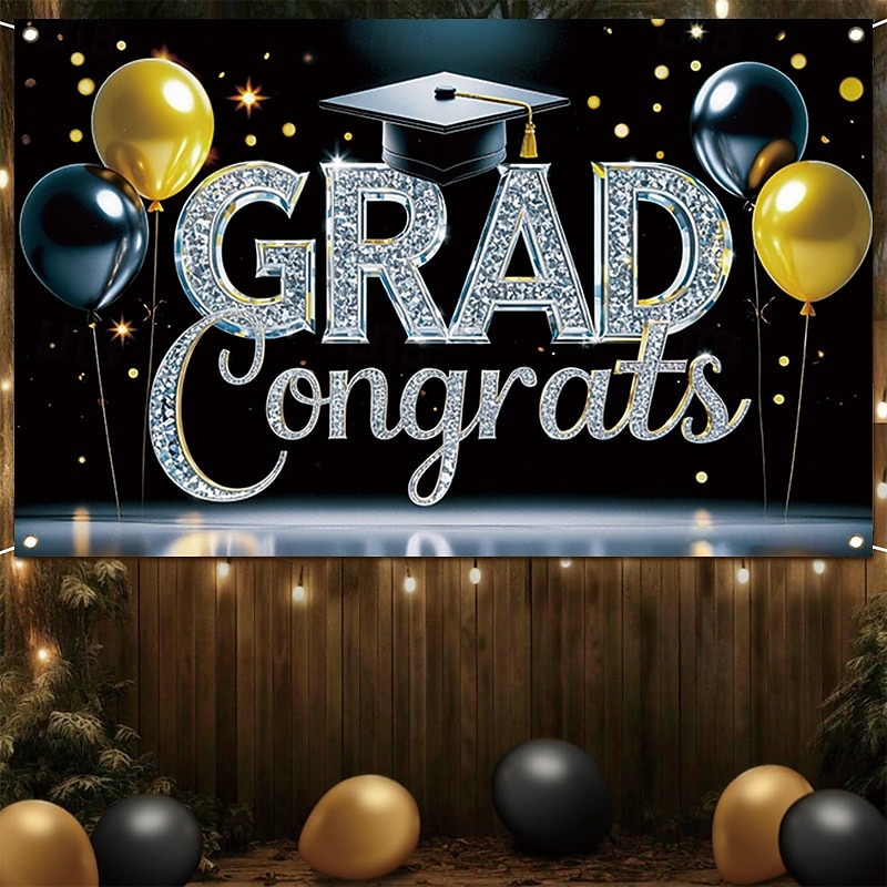 Gefeliciteerd Grad Banner Afstudeerachtergrond Afstudeerdecoraties 2025 Gefeliciteerd Afgestudeerde Banner Grad Decoraties Patio Tuin School 2025 - $13.99 –P2