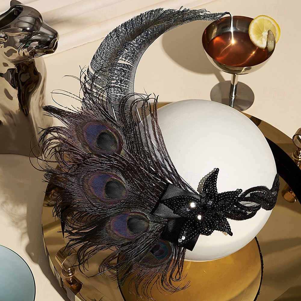 1920-as évek A nagy Gatsby Flapper fejpánt Gyöngyös karkötő Fülbevaló A nagy Gatsby Toll Retro Csillogó glitter Kristály / Strassz Női Farsang Valentin nap Álarcos mulatság Party estélyi viselet 2025 - $25.99 –P8