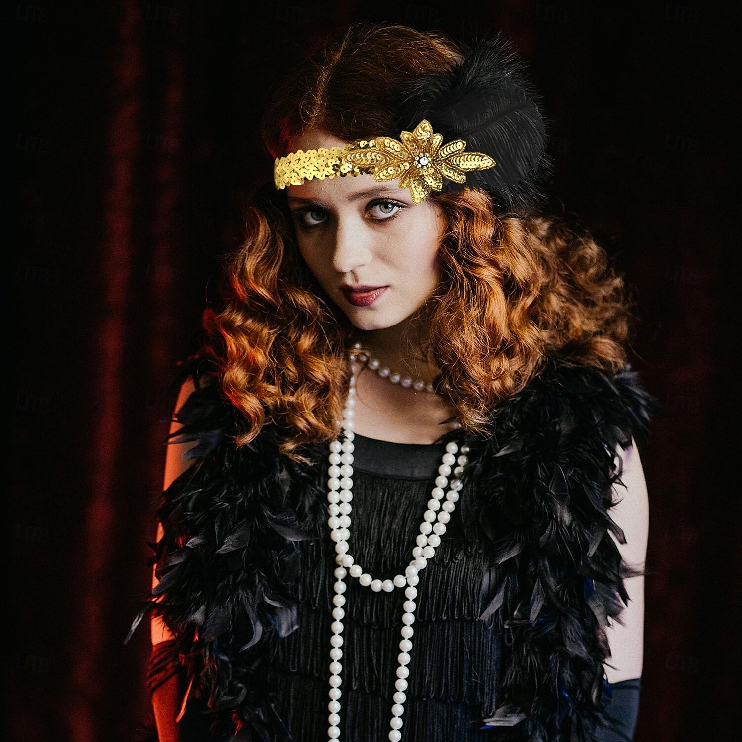 1920-as évek A nagy Gatsby Flapper fejpánt Gyöngyös karkötő Fülbevaló A nagy Gatsby Toll Retro Csillogó glitter Női Farsang Valentin nap Álarcos mulatság Party estélyi viselet Álarcos mulatság 2025 - $23.99 –P2