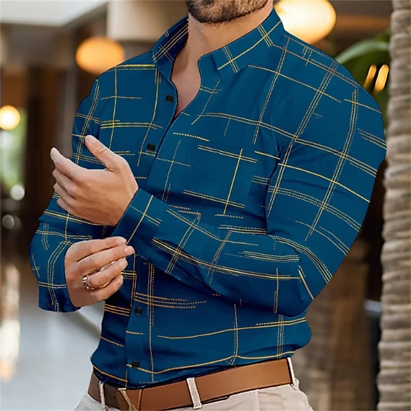 Per uomo Camicia Camicia Estiva Camicia casual Camicia da Spiaggia Camicia con Bottoni Nero Bianco Vino Blu reale Viola Manica Lunga Stampa Bavero Vacanza Camicia hawaiana Abbigliamento Poliestere del 2026 a $27.99 –P5