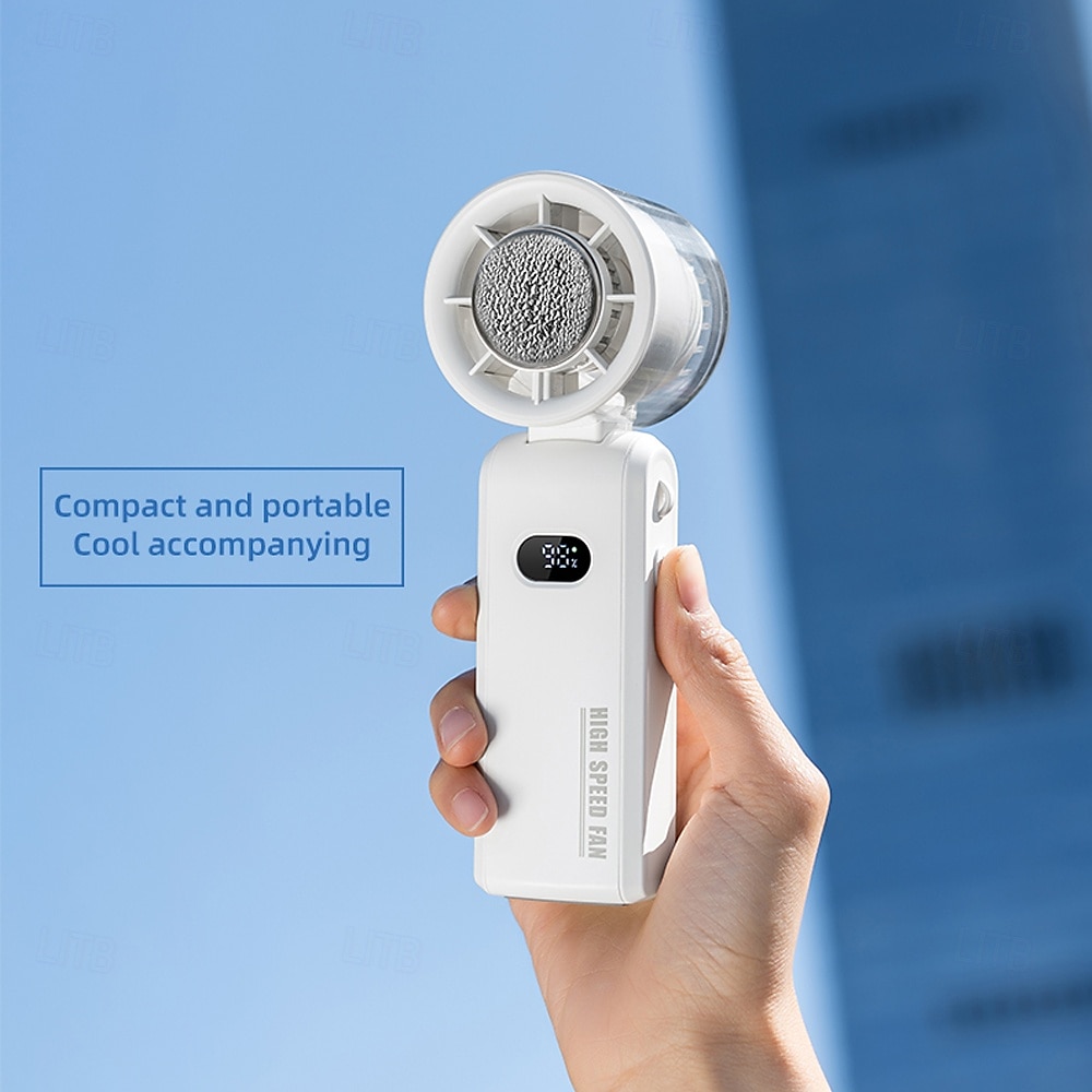 Folding Handheld Cooling Fan with Ceramic Refrigeration, 13000RPM Motor, 100-Speed Digital Display, Type-C Charging, White 2025 - $37.99 –P7