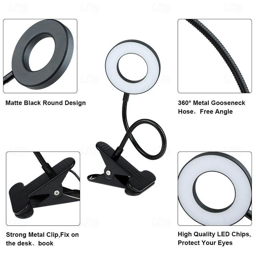 LED Desk Lamp Reading Lamp Night Light Dimmable USB Reading Light with Clamp Flexible Gooseneck Book Light for Bed Headboard Craft Computer 2025 - $12.49 –P4