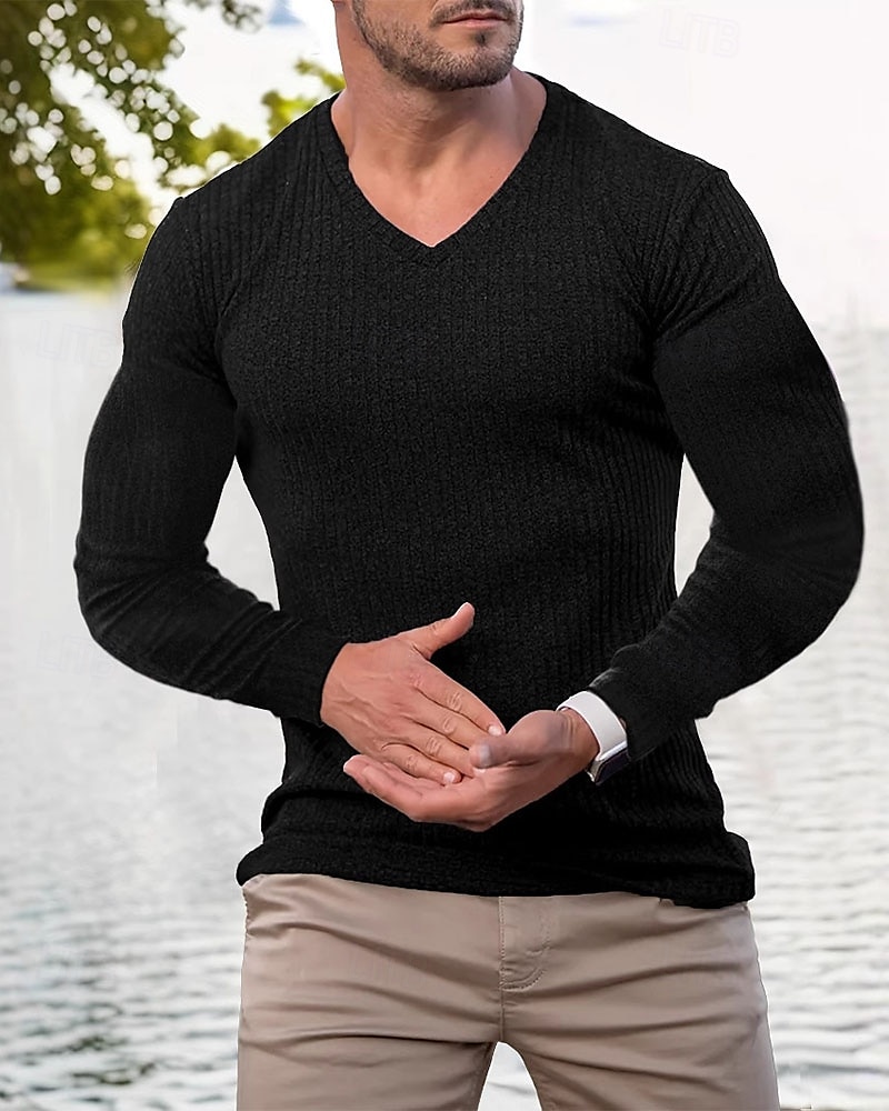 Pánské Tričko Tričko Henley Trička Tričko s krátkým rukávem Dlouhý rukáv Do V Jaro & podzim Bez vzoru Módní Designové Základní Jednoduchý Dovolená ulice Jdeme ven Černá Růžová Světle modrá Top tričko 2025 - $15.99 –P2