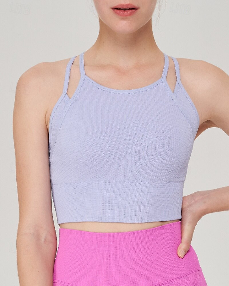 Per donna Reggiseno spag Crisscross Back Comodo Traspirante Finto due pezzi Semplice Sport Abbigliamento sportivo Nero Viola Yoga Fitness del 2025 a $22.99 –P2