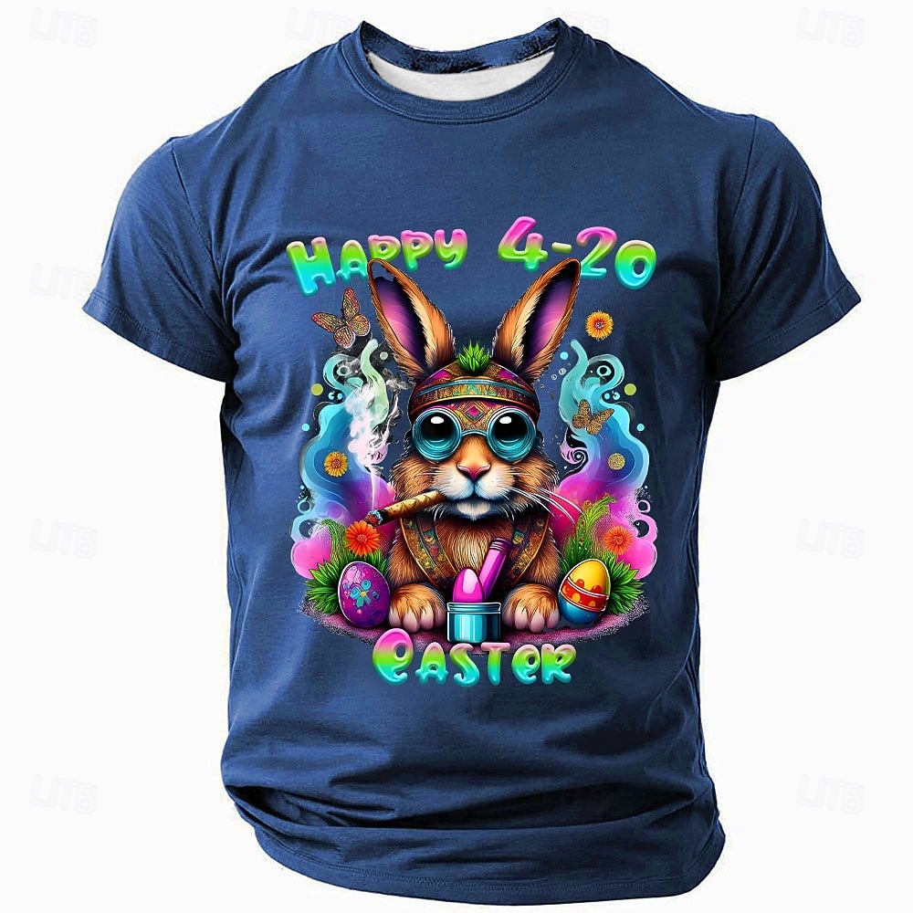Easter Men's Cartoon Rabbit Funny Slang T Shirt Short Sleeve T shirt 3D Print Crew Neck Shirt Fashion Daily Casual Street Casual Daily Black Blue Green Summer Spring Clothing Apparel S M L XL XXL XXXL 2026 - $19.49 –P1
