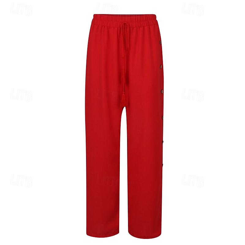 Mujer pantalones Pantalones Casual Longitud total Cintura Media Plano Hebilla Diseño de cordón elástico Al Aire Libre Cómodo Festivos Ropa Cotidiana Fin de semana Rojo oscuro Magenta Verde oscuro Gris 2025 - $18.99 –P8