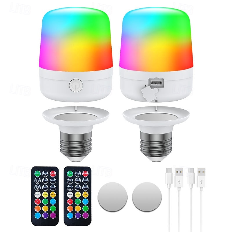 1 Stück E27 Lampenkopf zum Aufladen, magnetisch, kleines Nachtlicht, abnehmbare Fernbedienung, Nachttischlampe, Wandleuchte, einstellbare Dimmzeit, Typ-C-Schnittstelle 2025 - $17.99 –P10