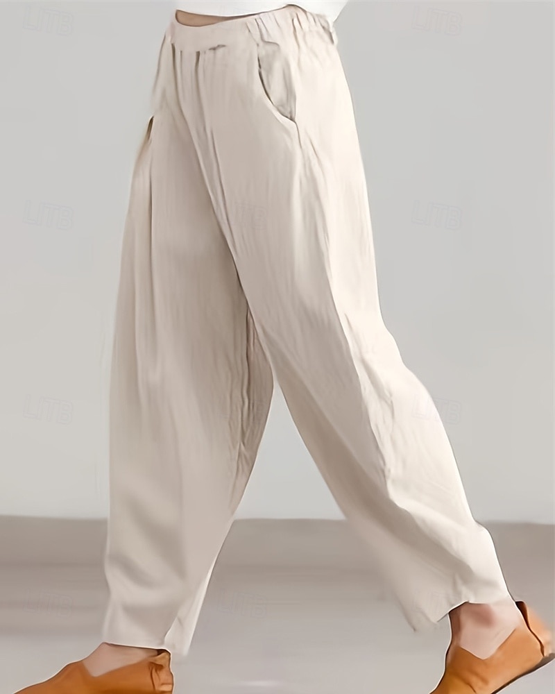 Per donna Pantaloni in cotone e lino Pantaloni harem Moda Streetwear Comfort Lunghezza intera Misura del girovita medio Semplice Tasca Elastico in vita Comodo All'aperto Confortevole Streetwear del 2025 a $24.99 –P2