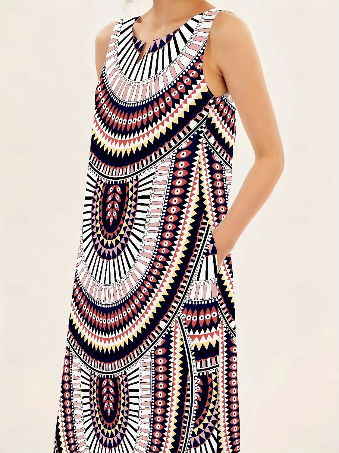 Damen Maxikleid A Linie Kleid Sommerkleid Urlaub Lässig Boho Täglich Ferien Lässiger Schnitt Grafik Stammes Ärmellos V Ausschnitt Rosa Sommer 2025 - $36.99 –P3